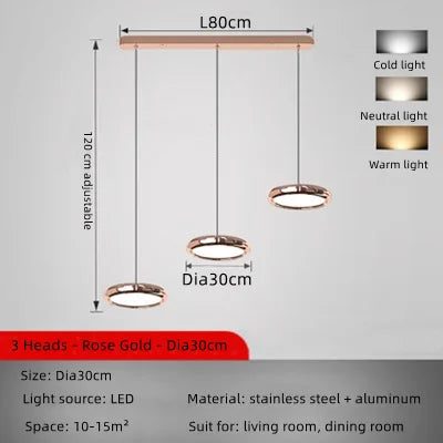 DecorBites™ Circular Dining Pendant Chandelier LED Light for Kitchen, Living Room & Bedroom