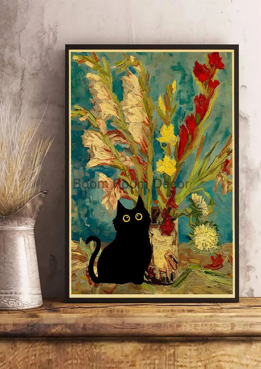 DecorBites™ Cute Digital Cats Cartoon Poster Print