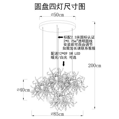 DecorBites™ Leaf Chrome Ceiling Chandelier for Living Room, Bar, or Balcony Lighting