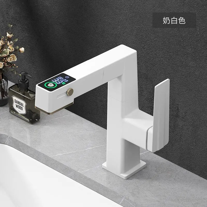 DecorBites™ LED Basin Faucet Pull Out Mixer Tap Hot Cold Water Bathroom Sink Vanity