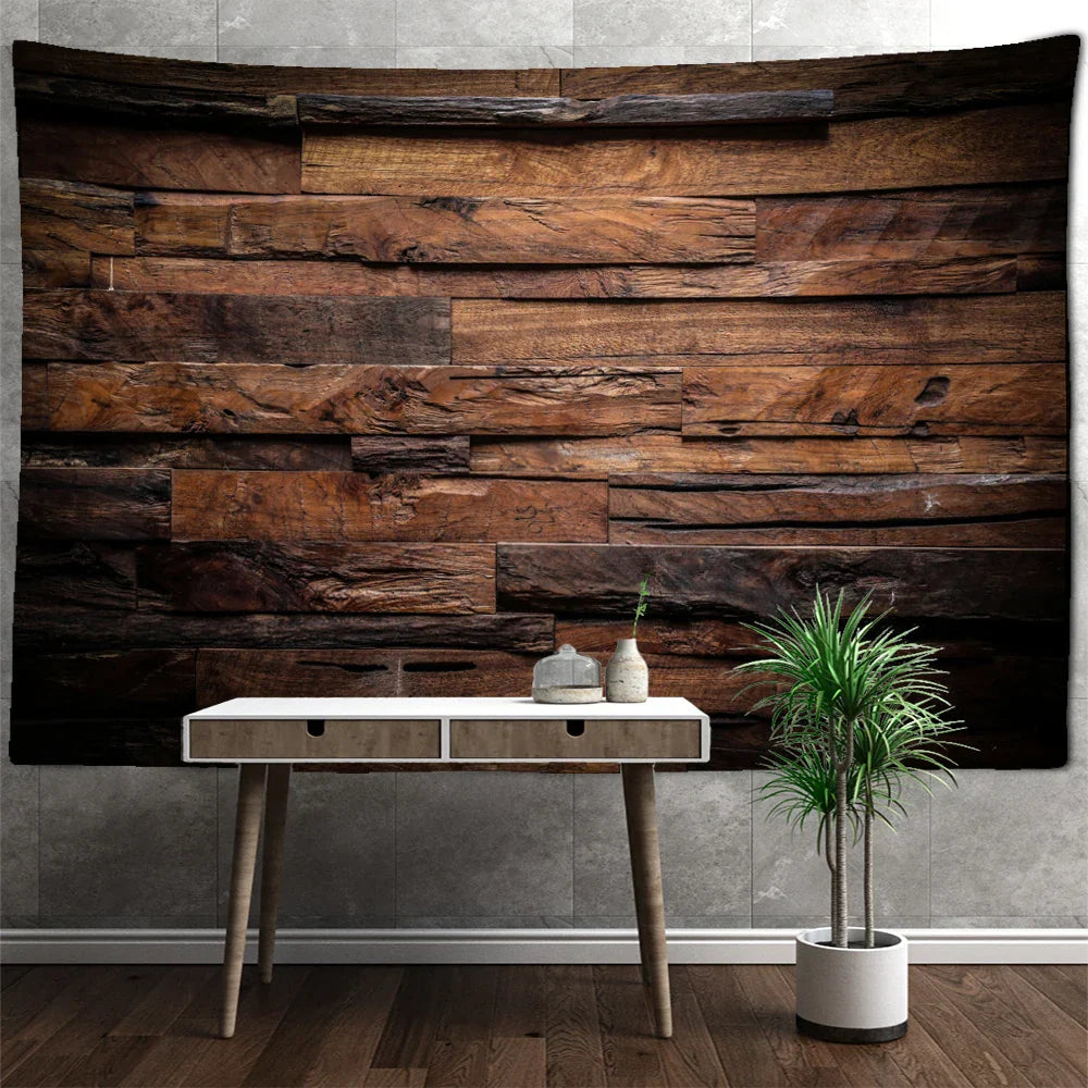 Dark Wood Texture Abstract Art Tapestry Hippie Wall Hanging for Living Room Home Decor by Decobites