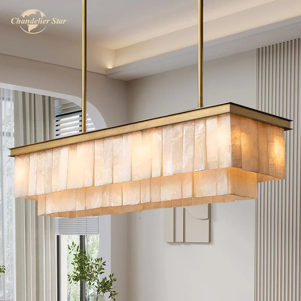 DecorBites™ LED Marble Glace Calcite Chandelier for Kitchen Island, Dining & Living Room
