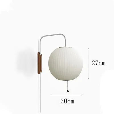 DecorBites™ Handwoven Silk Ball Wall Light: Japanese Design for Living Room and Bedroom