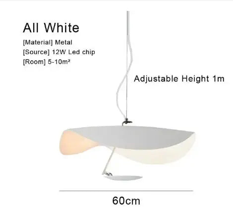 DecorBites™ Lederam Manta Pendant Lamp - Industrial Retro Design, White & Black.