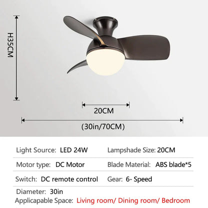 ديكوربايتس™ - مروحة سقف لغرفة النوم والدراسة مع ثريا كهربائية صامتة، 110 فولت 220 فولت