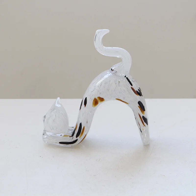 Figura de gato de cristal DecorBites™ | Estatua decorativa de gatito para decoración del hogar