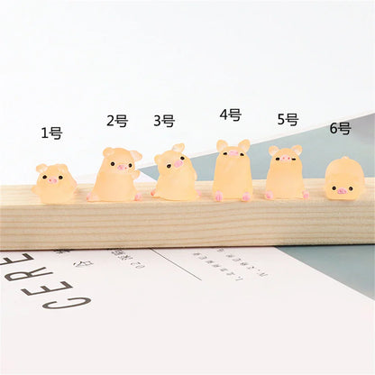 ديكور بايتس™ - تماثيل صغيرة على شكل خنزير كاواي - 6 قطع - حرف يدوية - ديكور منزلي