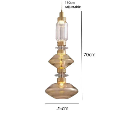 DecorBites™ LED Glass Chandelier: Clear Amber Glass, Adjustable Wire 200cm, Modern Lighting Fixtures