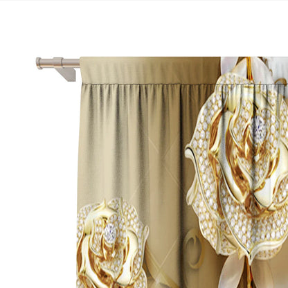 Decobites Metal Flower Roses and Swans Pole Pocket Curtains for Kitchen, Living Room