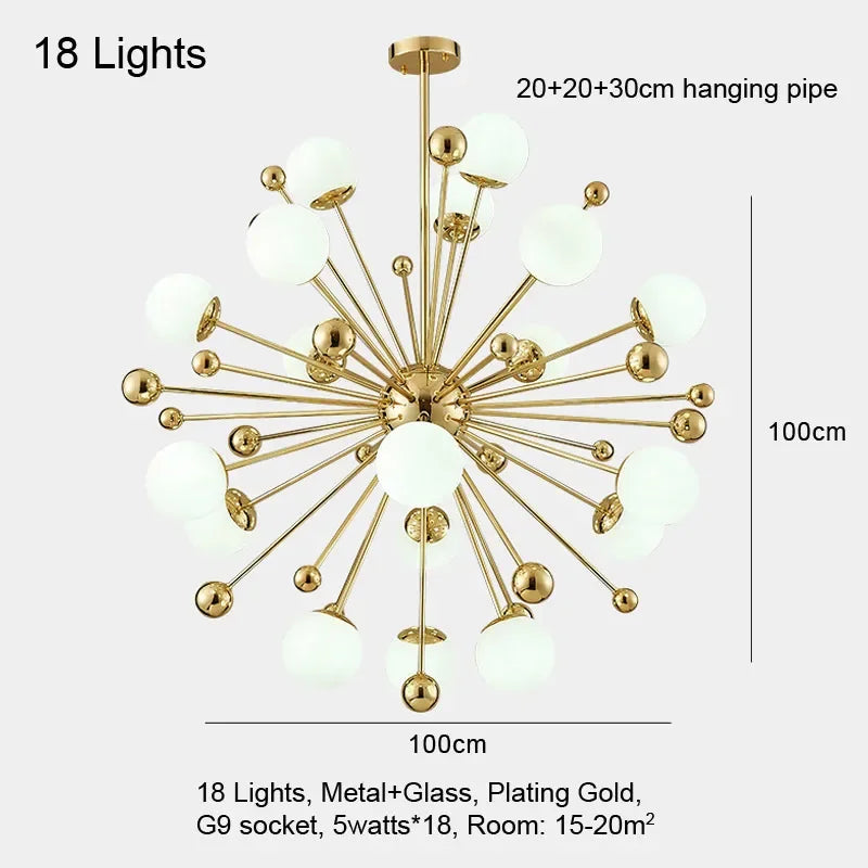 Decorbites™ Lámpara colgante de vidrio LED dorada para iluminación interior moderna