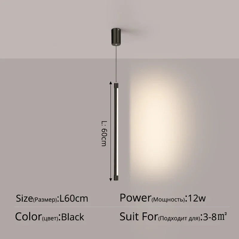 DecorBites™ Black Nordic LED Tube Pendant Light for Bedroom Restaurant Kitchen Dining Room