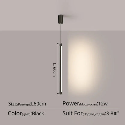DecorBites™ Black Nordic LED Tube Pendant Light for Bedroom Restaurant Kitchen Dining Room