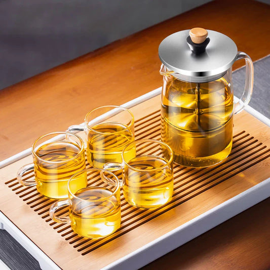 DecorBites™ Glass Tea Set with High Temperature Boiling Filter, Chinese Kung Fu Style