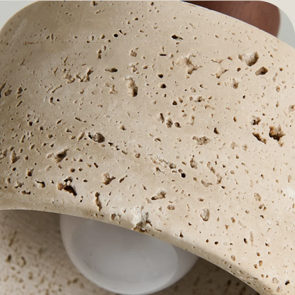 Lámpara colgante LED DecorBites™ con dosel de madera moderna y luminaria de travertino amarillo