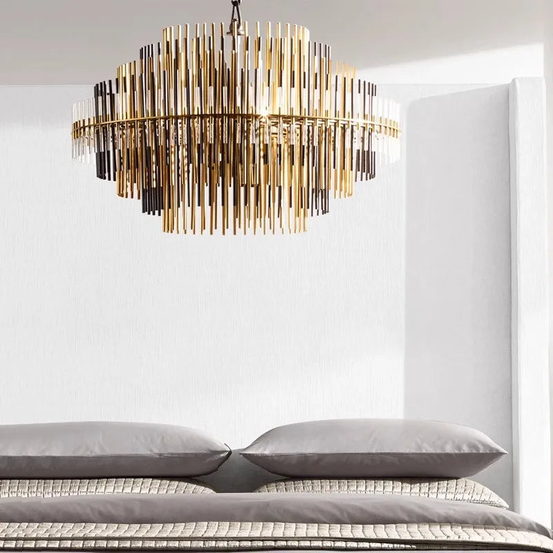 DecorBites™ Brass Glass Ceiling Chandelier: Elegant Lighting for Luxurious Living Spaces