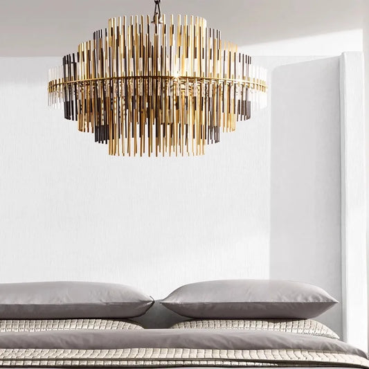 DecorBites™ Brass Glass Ceiling Chandelier: Elegant Lighting for Luxurious Living Spaces