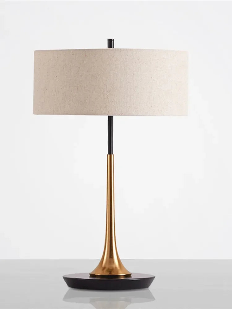 DecorBites™ Gold Luxury LED Table Lamp with White Lampshade for Home and Hotel Decoration