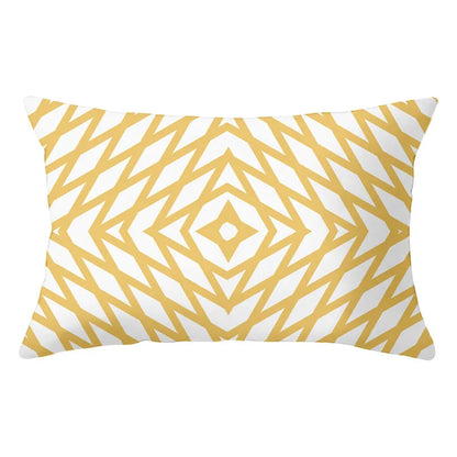 Funda de almohada rectangular curva con rayas geométricas DecorBites™ - Cojines decorativos para sofá en amarillo y azul