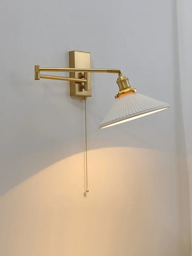 DecorBites™ Brass Swing Arm Wall Sconce Creamic Wall Lights