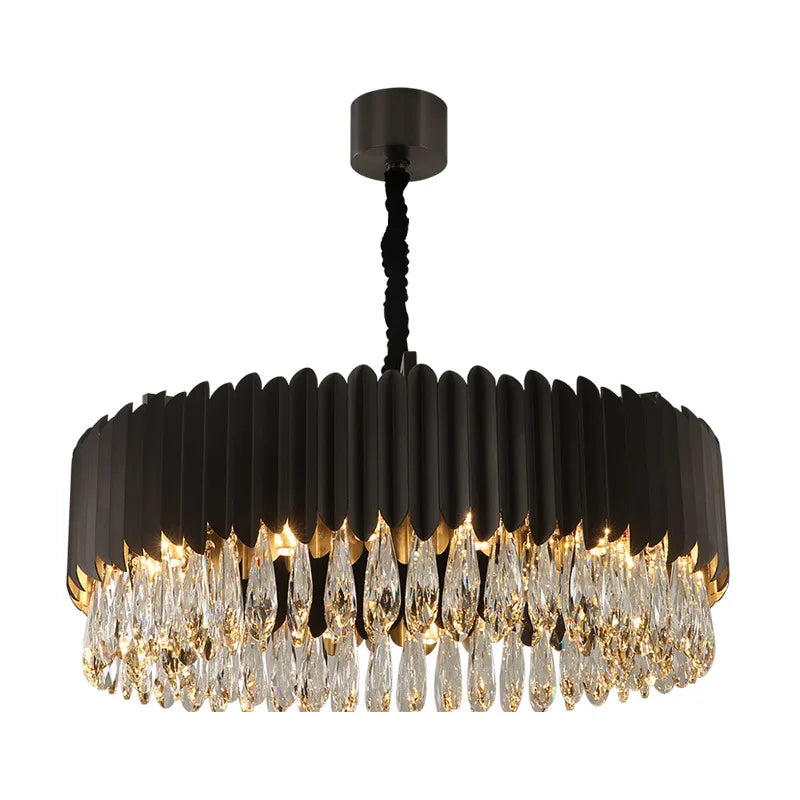 Lámpara colgante de cristal dorado en forma de gota de agua Decorbites™ - Lámpara de suspensión negra