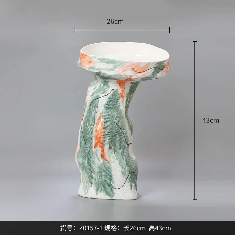 مزهرية خزفية بتصميم تجريدي غير منتظم من DecorBites™ لتزيين المنزل