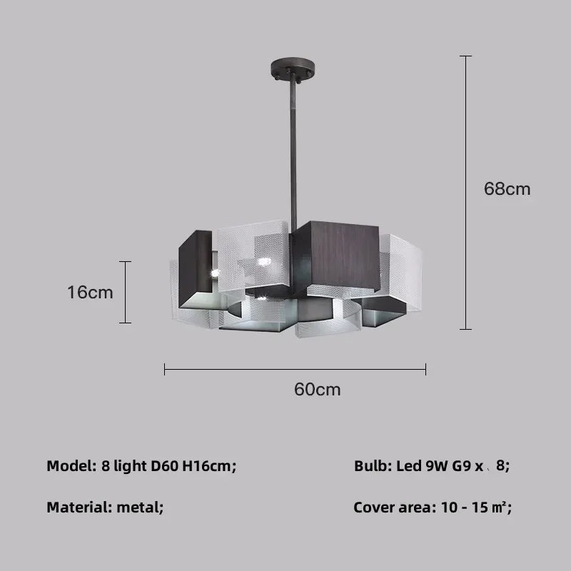 DecorBites™ Black Metal Loft LED Chandelier: Modern Indoor Pendant Lamp Fixture Home Lighting