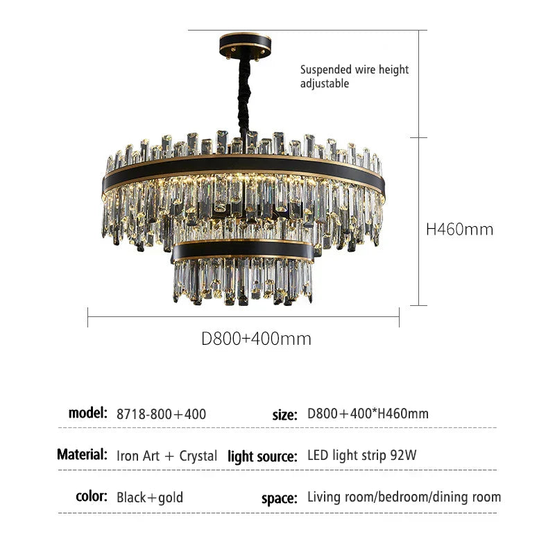 DecorBites™ Light Luxury Crystal Chandelier Pendant Lights Set - Modern LED Dimmable Lustre Combination