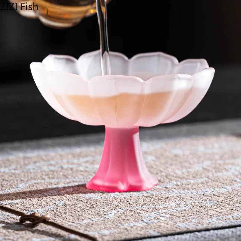 DecorBites™ Lotus Flower Glass Tea Cups - Set of 2