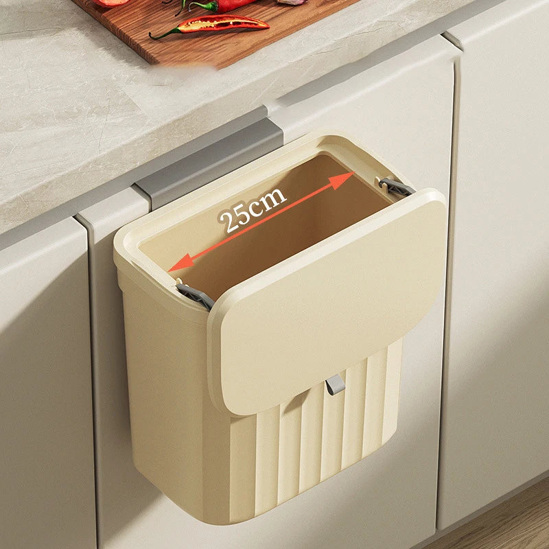 DecorBites™ Kitchen Cabinet Hanging Trash Can with Lid and Large Capacity