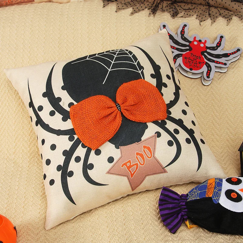 DecorBites™ Halloween Wizard Hat Spider Embroidered Throw Pillow Cover
