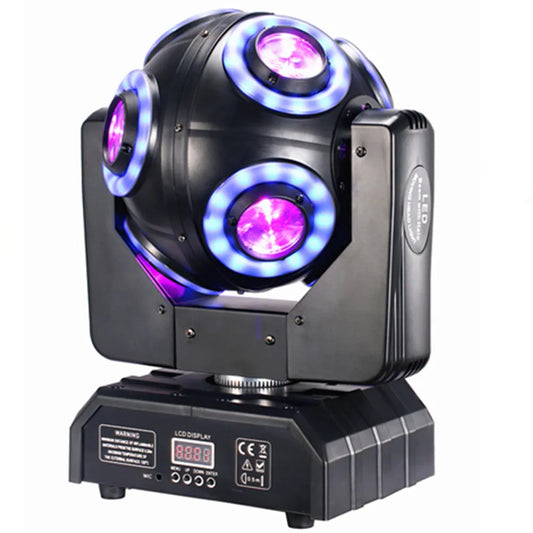 DecorBites™ LED Moving Head Beam Light with RGBW Halo - 8x15W, DMX 512 Disco Stage Lighting