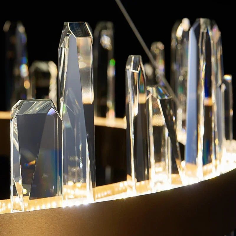 DecorBites™ K9 Crystal LED Round Chandelier for Kitchen Living Room Bedroom Decor