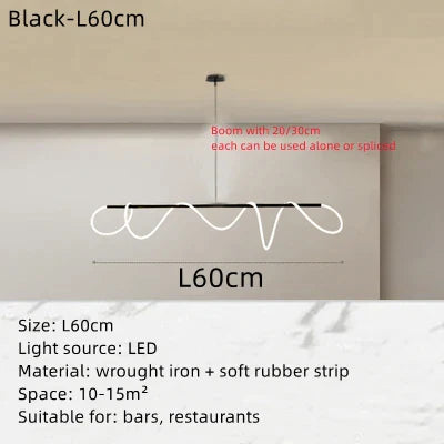 DecorBites™ Circle Note Linear Light: Modern Minimalist Nordic Pendant Lamp for Bedroom, Living Room