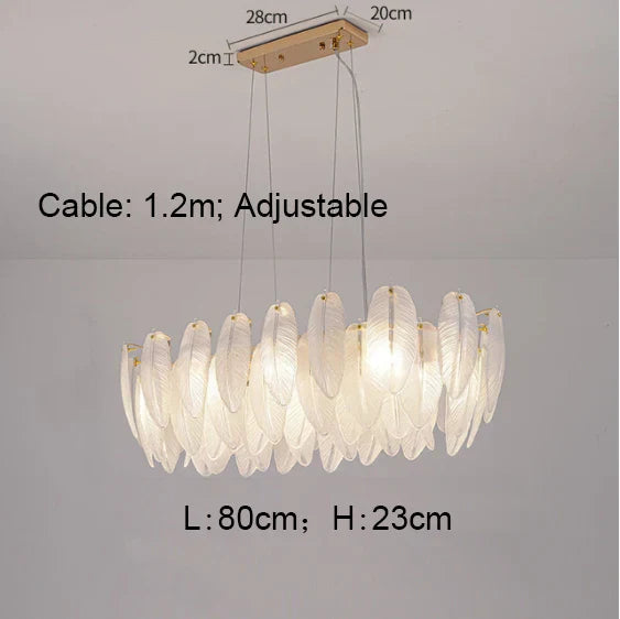 DecorBites™ Gold Feather Chandelier LED Pendant Light for Home Decor