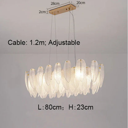 DecorBites™ Gold Feather Chandelier LED Pendant Light for Home Decor