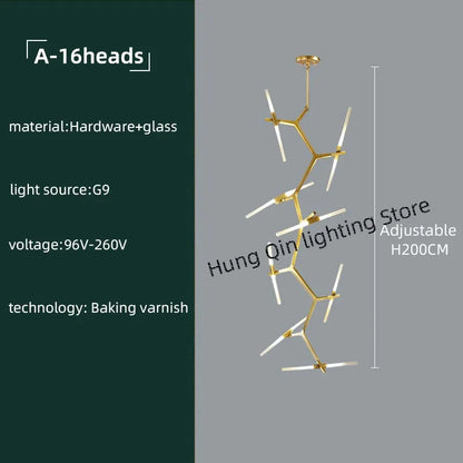 DecorBites™ Gold Branch LED Chandelier for Duplex Villa Staircase - Modern Indoor Lighting