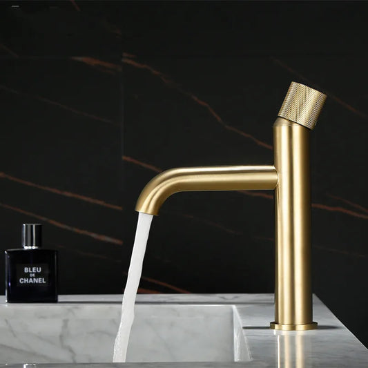 DecorBites™ Brushed Gold Basin Faucet - Single Handle, Deck Mounted Cold & Hot Water Mixer