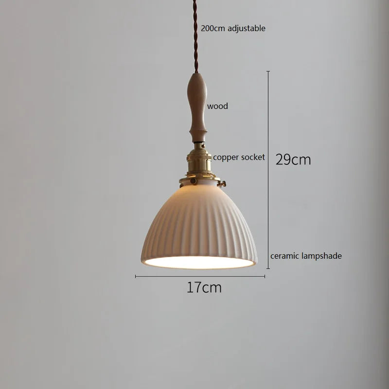 DecorBites™ Butterfly Ceramic LED Pendant Lamp with Wooden Handle for Home Decor