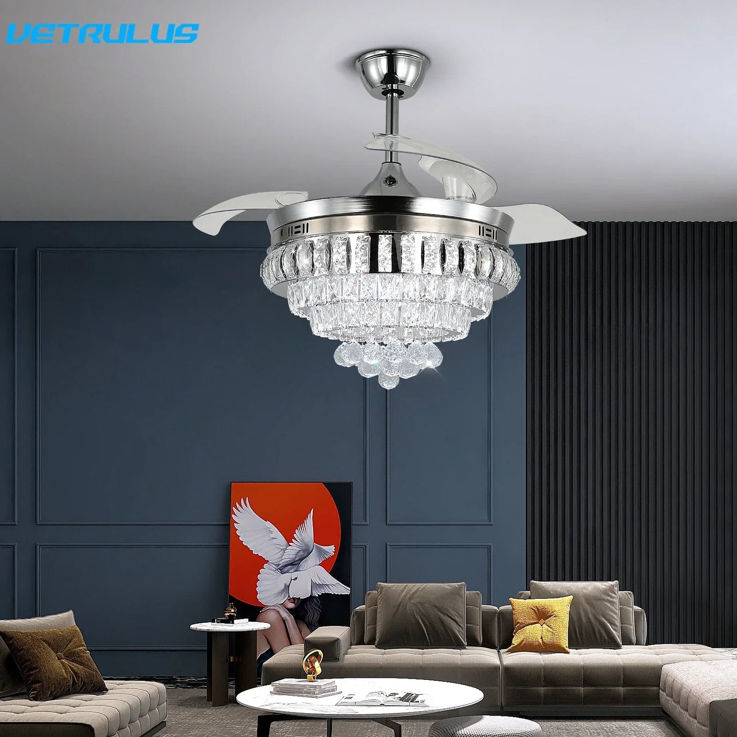 DecorBites™ Crystal Ceiling Fan with LED Light and Remote Control