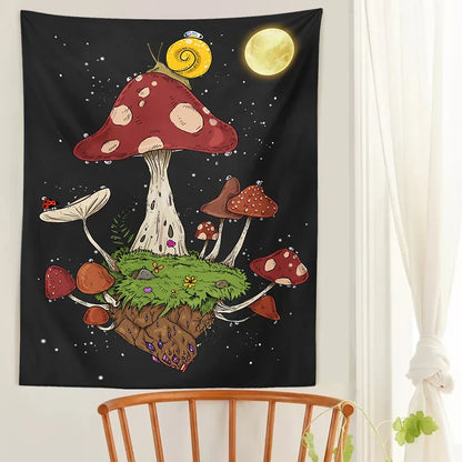 Moon Snail Tapestry Night Sky Wall Hanging by Decobites - Bohemian Home Decor