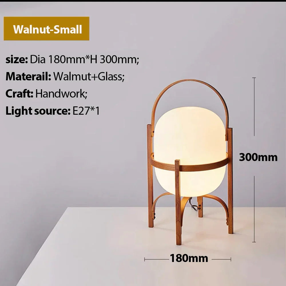 Wood Frame Glass Lamp