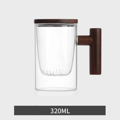 Juego de tazas de té de vidrio DecorBites™ con asa de madera para té Pu-erh, estilo Kung Fu, resistentes al calor