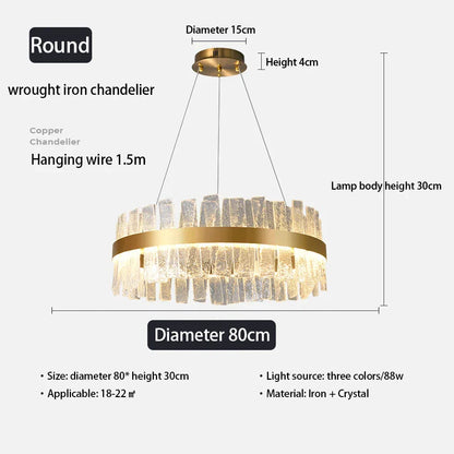DecorBites™ Golden Crystal Chandelier LED Pendant Light - Luxury Modern Glass Lighting