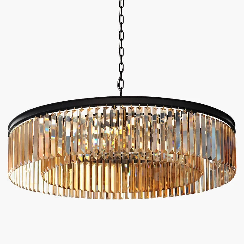 DecorBites™ Gold Black Metal Crystal Pendant Lights Chain Hanging LED Suspension Lamp Fixtures