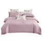 Decobites Pink Satin Jacquard Lotus Duvet Set 4Pcs Queen King Bedlinens