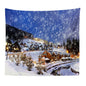 Decobites Snowy Town Tapestry: Nordic Christmas Wall Hanging for Boho Room Decor