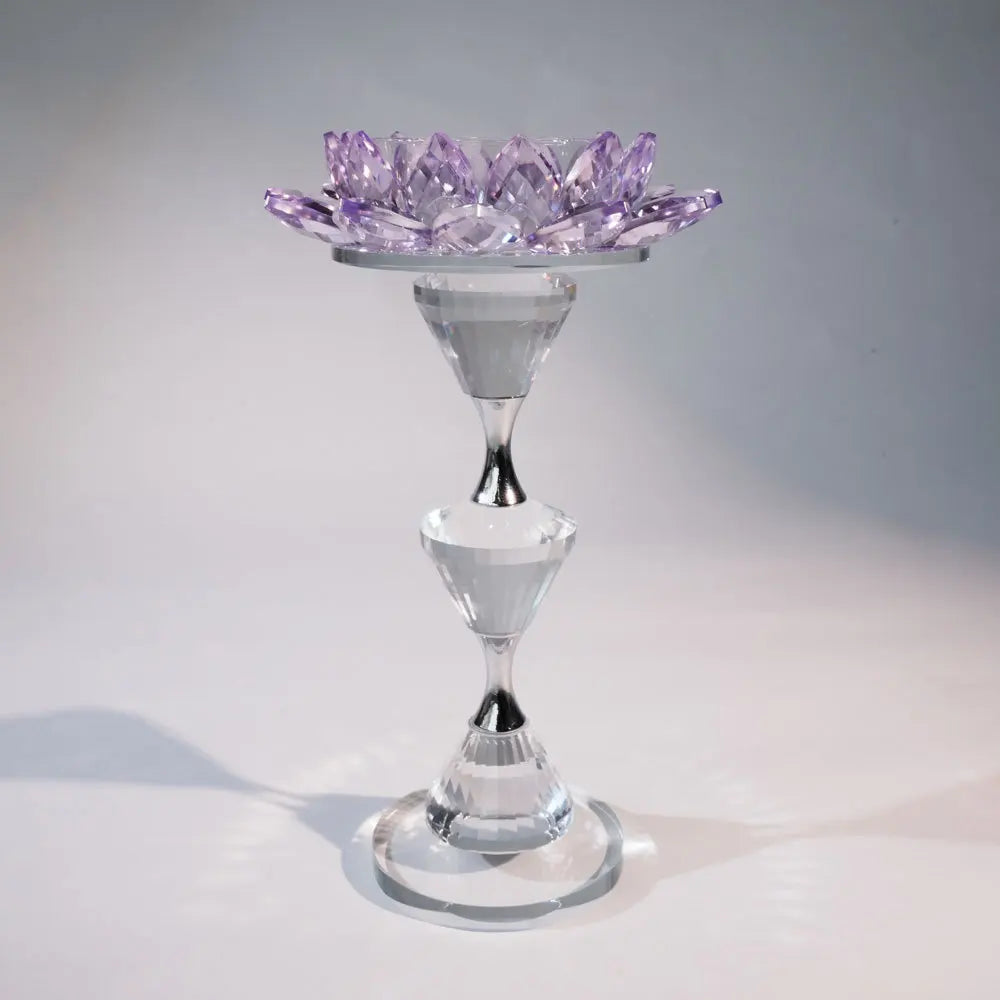 DecorBites™ Crystal Lotus Candle Holder Home Decoration Crystal Flower Candlestick