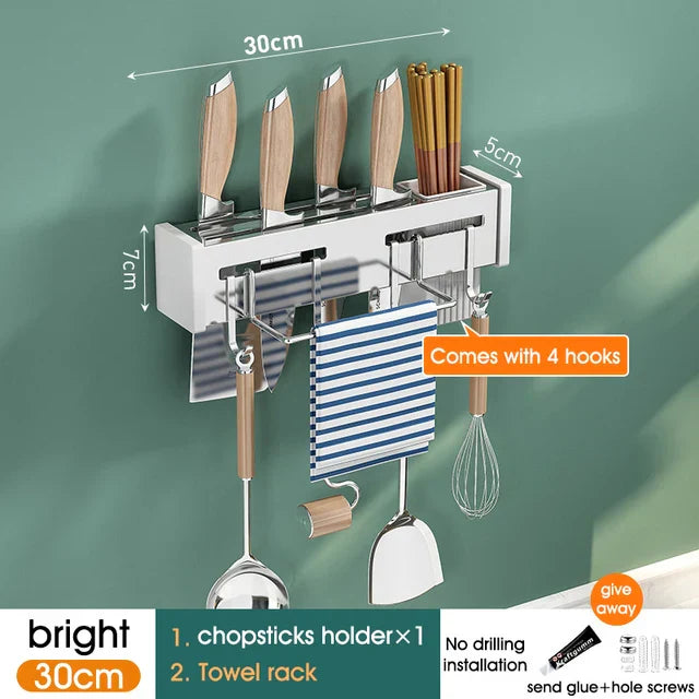 Organizador de Cocina Decorbites™: Estante de Almacenamiento Multifuncional para Cuchillos y Palillos Montado en la Pared