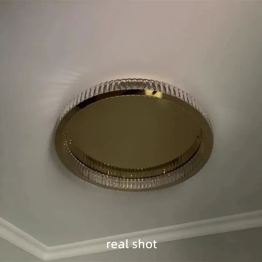 Lámpara de techo LED regulable DecorBites™ Gold Steel con acabado de cristal de lujo