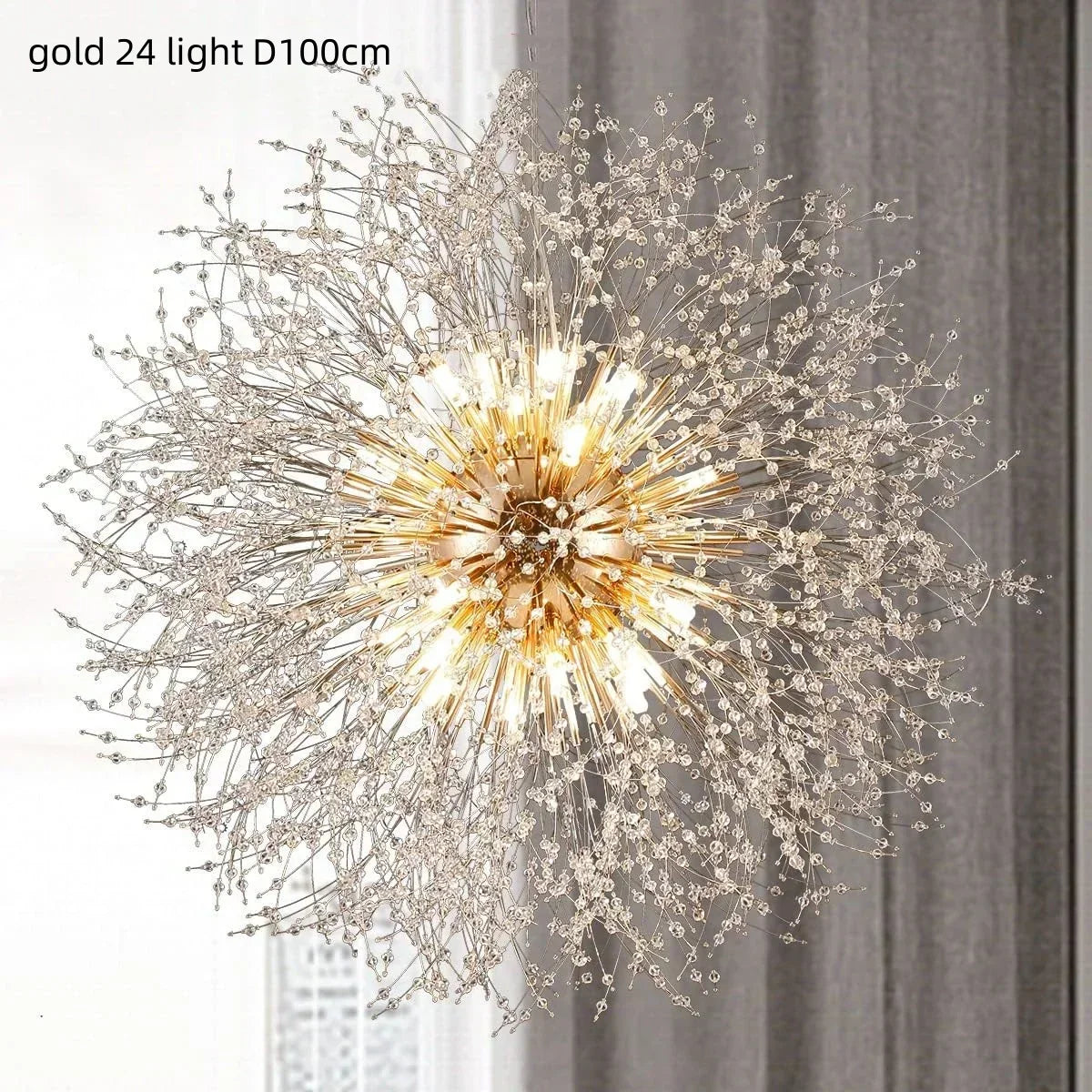 DecorBites™ Dandelion Gold/Chrome Chandelier with Crystals, G9 Pendant Lights for Elegant Lighting